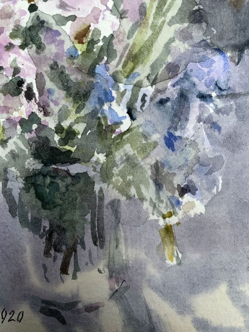 Watercolor painting Lilac bouquet Viktor Mikhailichenko - 6