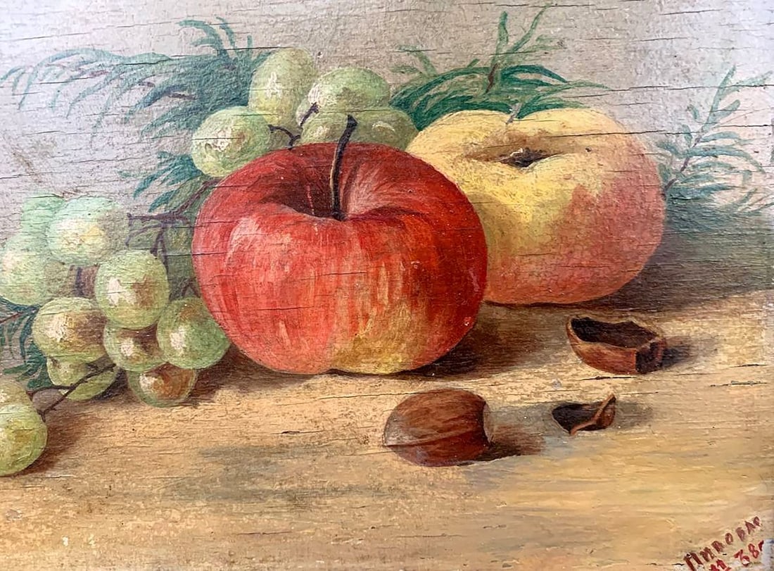 Oil painting Grapes and apple Pivovar - 3