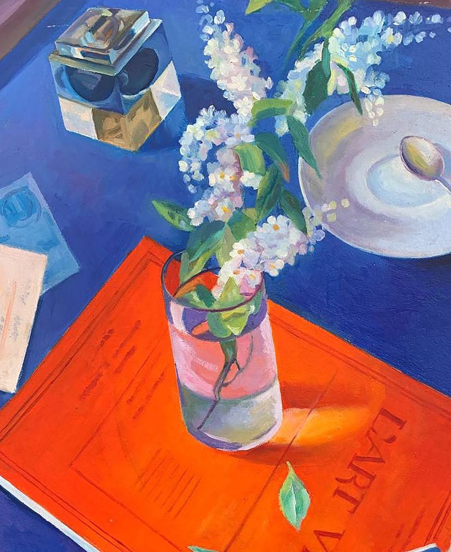 Oil painting Still life on a red folder Petrovsky K. - 2