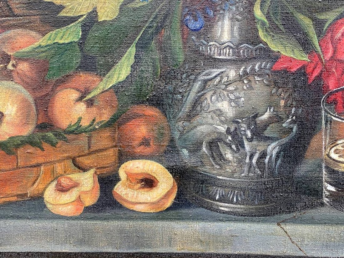 Oil painting Flowers and fruits Unknown artist - 11