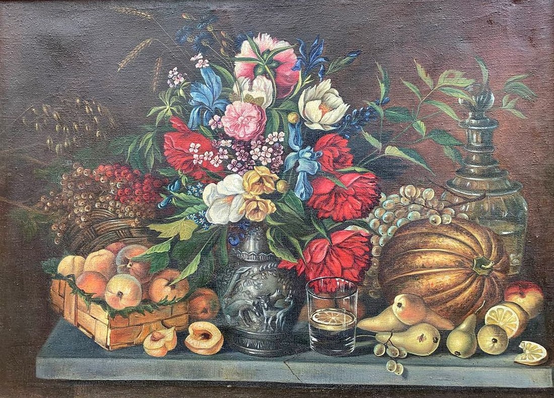 Oil painting Flowers and fruits Unknown artist - 2