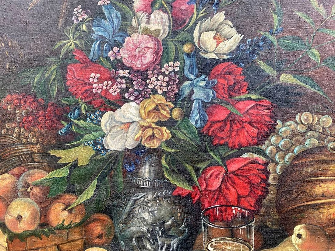 Oil painting Flowers and fruits Unknown artist - 5