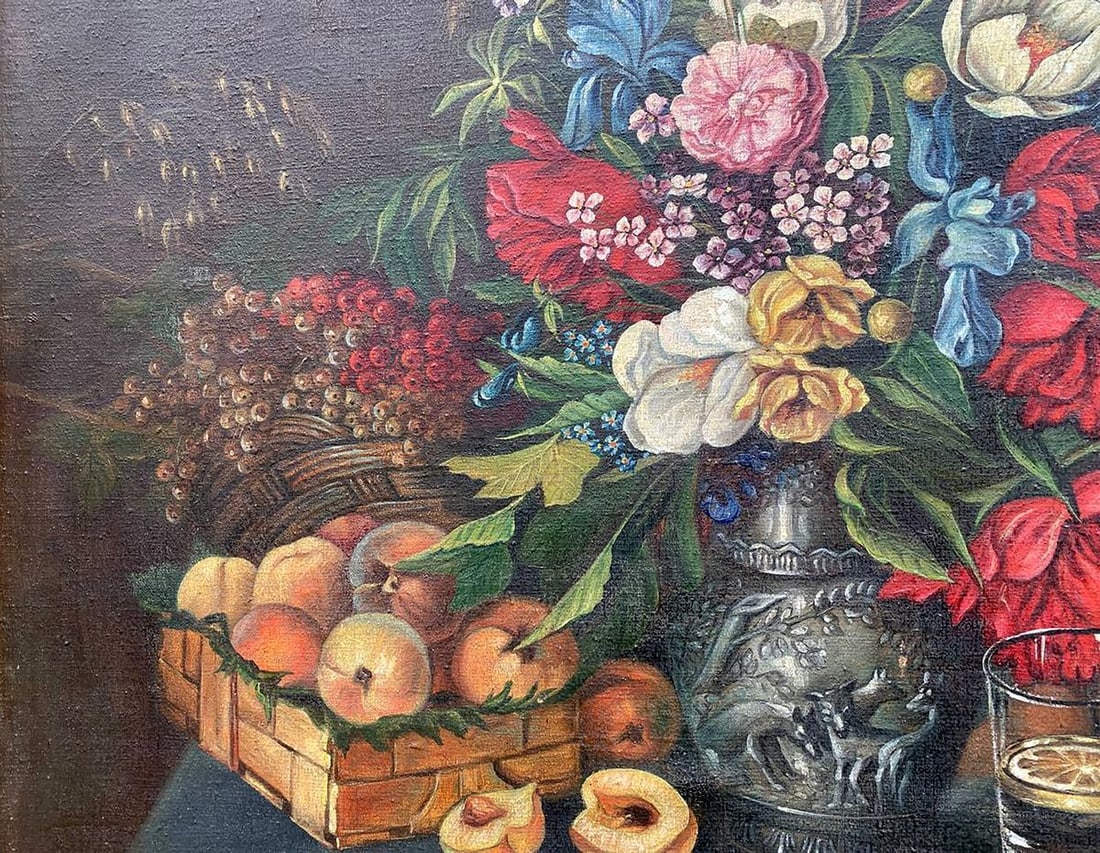 Oil painting Flowers and fruits Unknown artist - 7