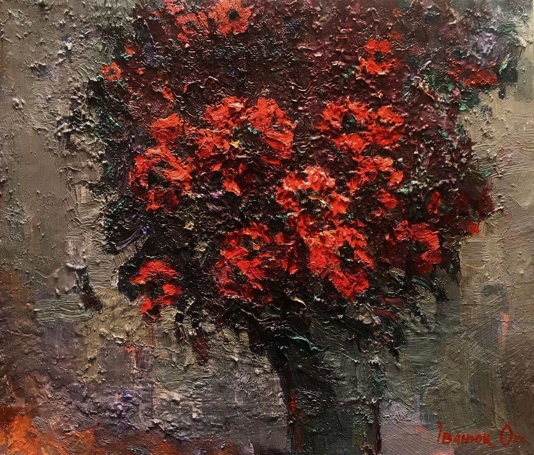 Oil painting Evening poppies Kalenyuk ?ks?n?: Title: Oil painting Evening poppies Kalenyuk ?ks?n? Description: No.Kalen 719 *** ABOUT THIS PAINTING *** * TITLE: "Evening poppies" * ARTISTS: Kalenyuk ?ks?n? * SIZE: 60x70 cm/'23.62x27.55 inches' *