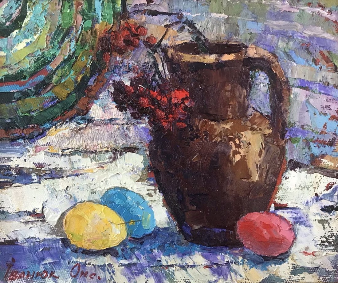 Oil painting Easter is coming soon Kalenyuk Oksana: Title: Oil painting Easter is coming soon Kalenyuk Oksana Description: No.Kalen 771 *** ABOUT THIS PAINTING *** * TITLE: "Easter is coming soon" * ARTISTS: Kalenyuk Oksana * SIZE: 25x30 cm/'9.84x11.81