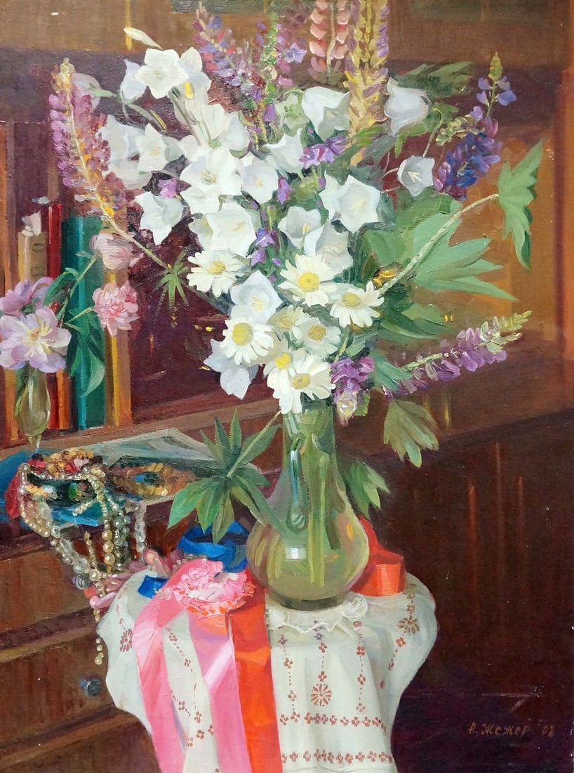 Oil painting Flowers Zhezher Anatoly Mikhailovich: Title: Oil painting Flowers Zhezher Anatoly Mikhailovich Description: No.Verns 890 *** ABOUT THIS PAINTING *** * TITLE: "Flowers" * ARTISTS: Zhezher Anatoly Mikhailovich * SIZE: 78.5x59 cm/'30.90x23.2