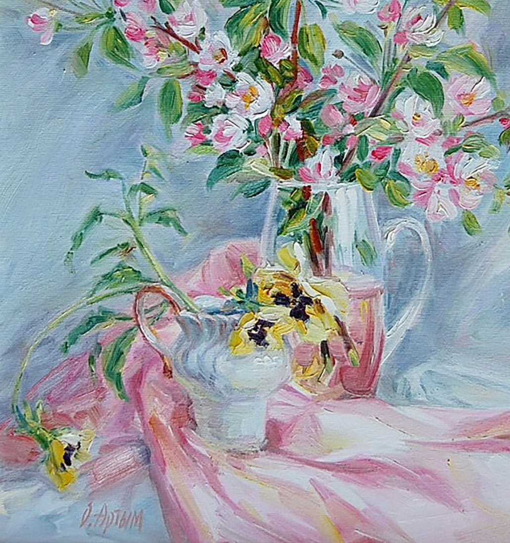 Oil painting Blossoming apple tree Kotmin Olga - 4