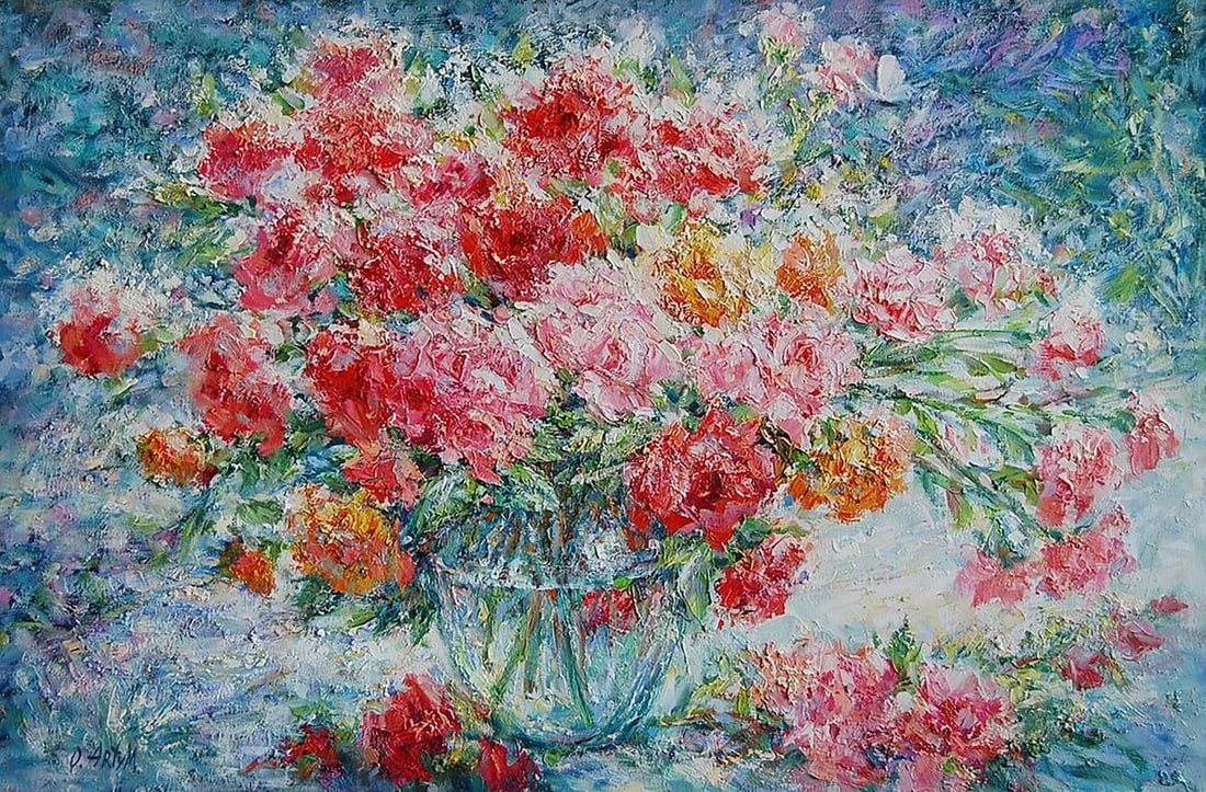 Oil painting Sunny roses Kotmin Olga: Title: Oil painting Sunny roses Kotmin Olga Description: No.Kotmin 94 *** ABOUT THIS PAINTING *** * TITLE: "Sunny roses" * ARTISTS: Kotmin Olga * SIZE: 60x90 cm/'23.62x35.43 inches' * MEDIUM: oil,