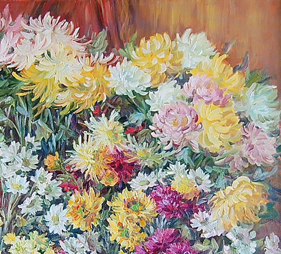 Oil painting Asters and chrysanthemums Kotmin Olga - 3