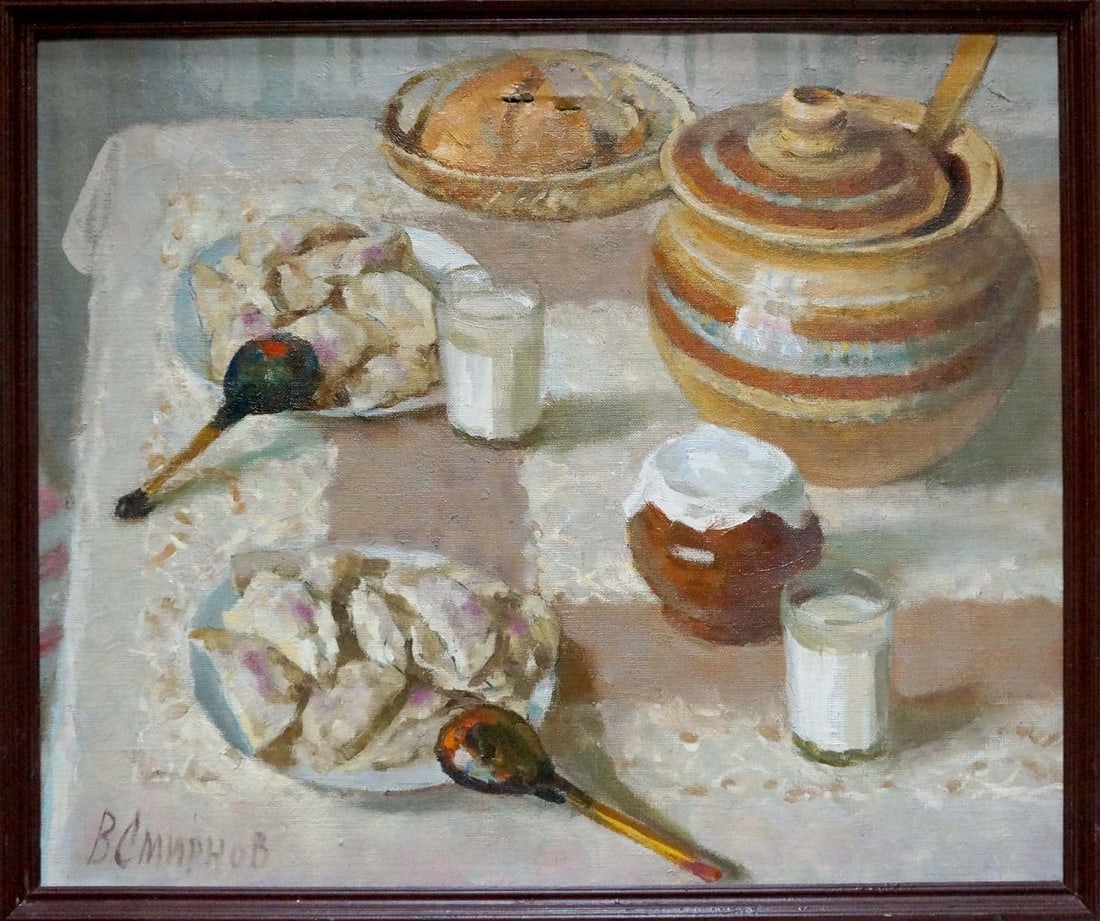 Oil painting Still life Smirnov Valentin Sergeevich: Title: Oil painting Still life Smirnov Valentin Sergeevich Description: No.Vern 1480 *** ABOUT THIS PAINTING *** * TITLE: "Still life" * ARTISTS: Smirnov Valentin Sergeevich * SIZE: 50x60 cm/'19.68x23