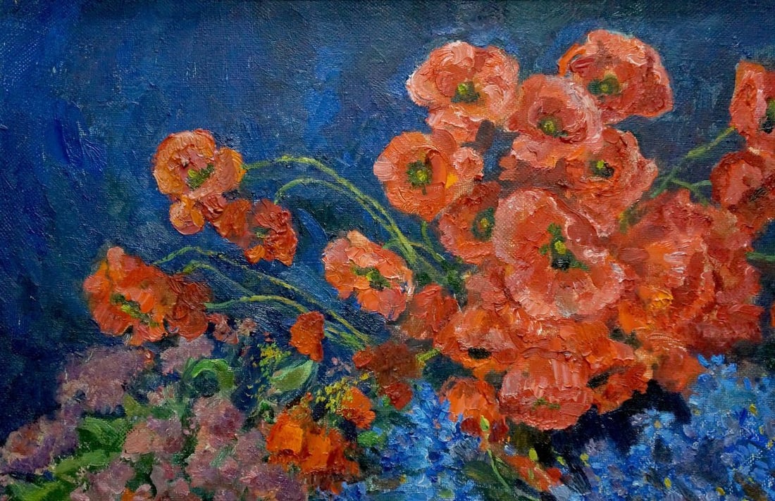 Oil painting Still life with poppies Mynka Alexander Fedorovich - 3