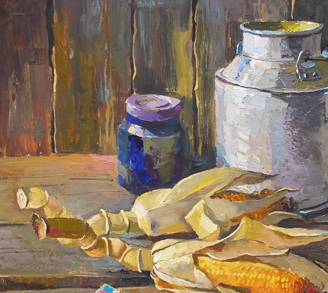 Oil painting Corn on the table Egor Ktpatunov - 2