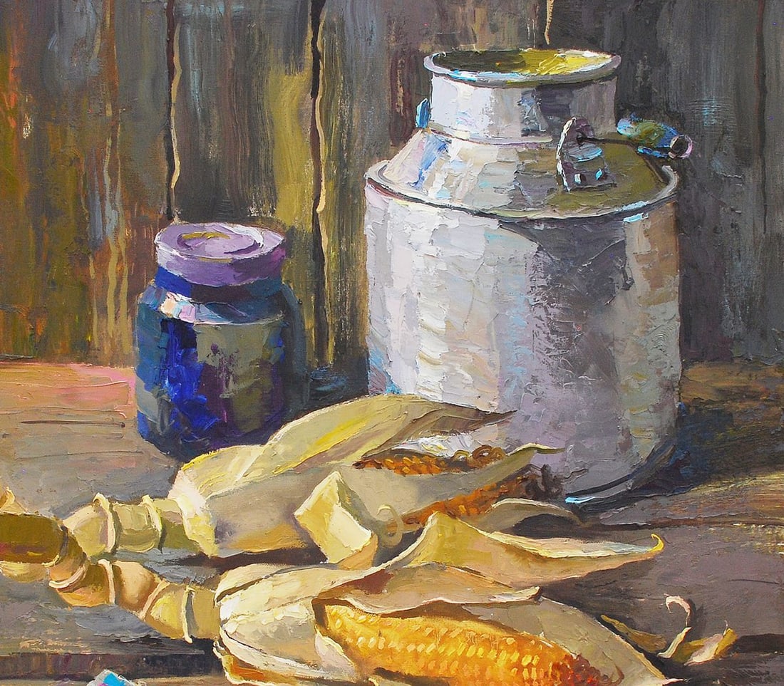 Oil painting Corn on the table Egor Ktpatunov - 3