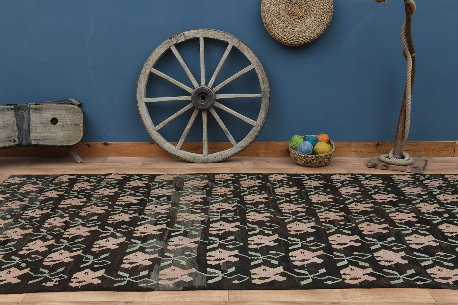 6'3x12'3 ft, IKAT TURKISH KILIM - 2