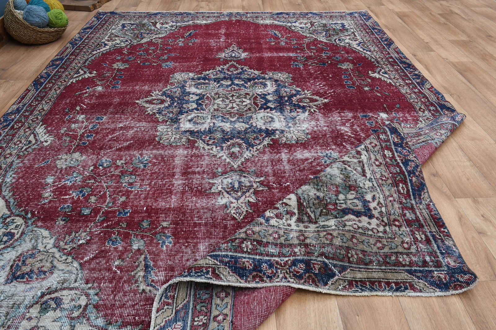 6'9x9'6 ft, RED BEIGE RUG - 14