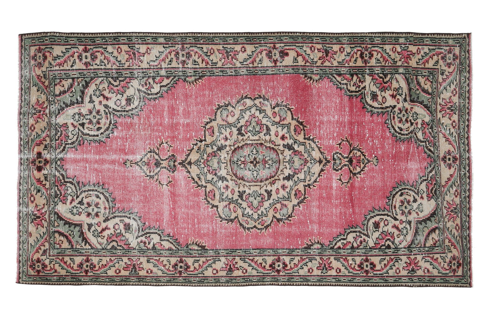 5x9 Turkish Pink Rug, Oriental Vintage Area Rug - 2