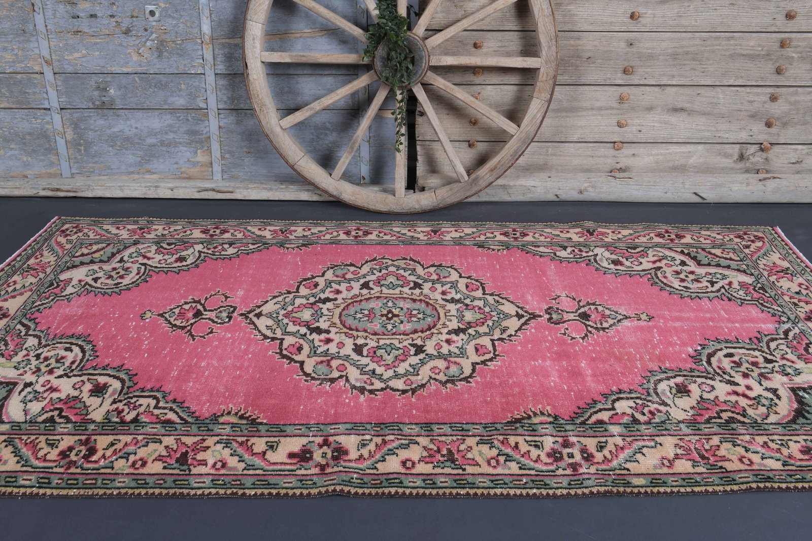 5x9 Turkish Pink Rug, Oriental Vintage Area Rug - 4