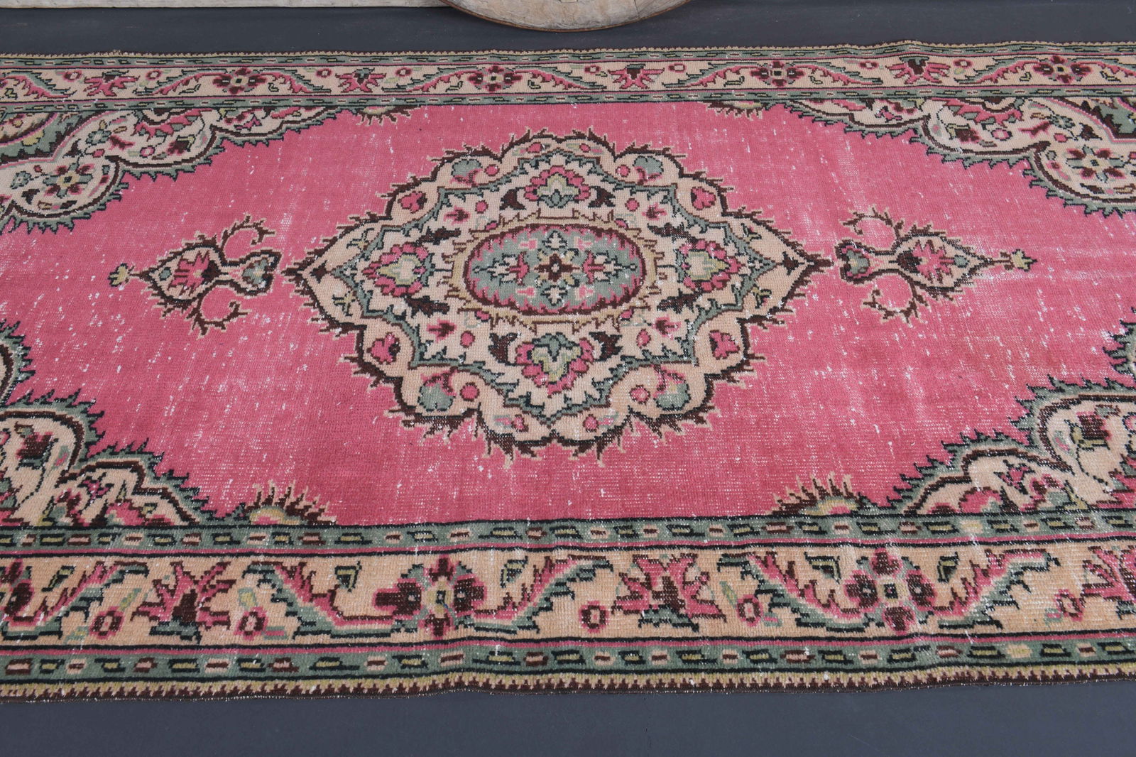 5x9 Turkish Pink Rug, Oriental Vintage Area Rug - 6