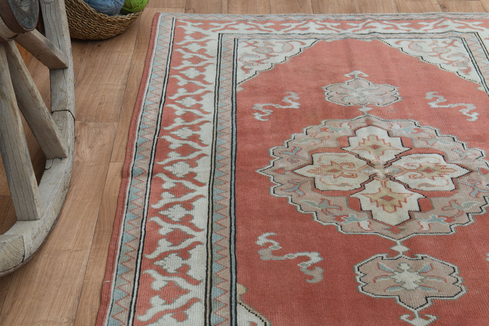 4'7x6'4 ft, ORANGE ORIENTAL RUG - 9