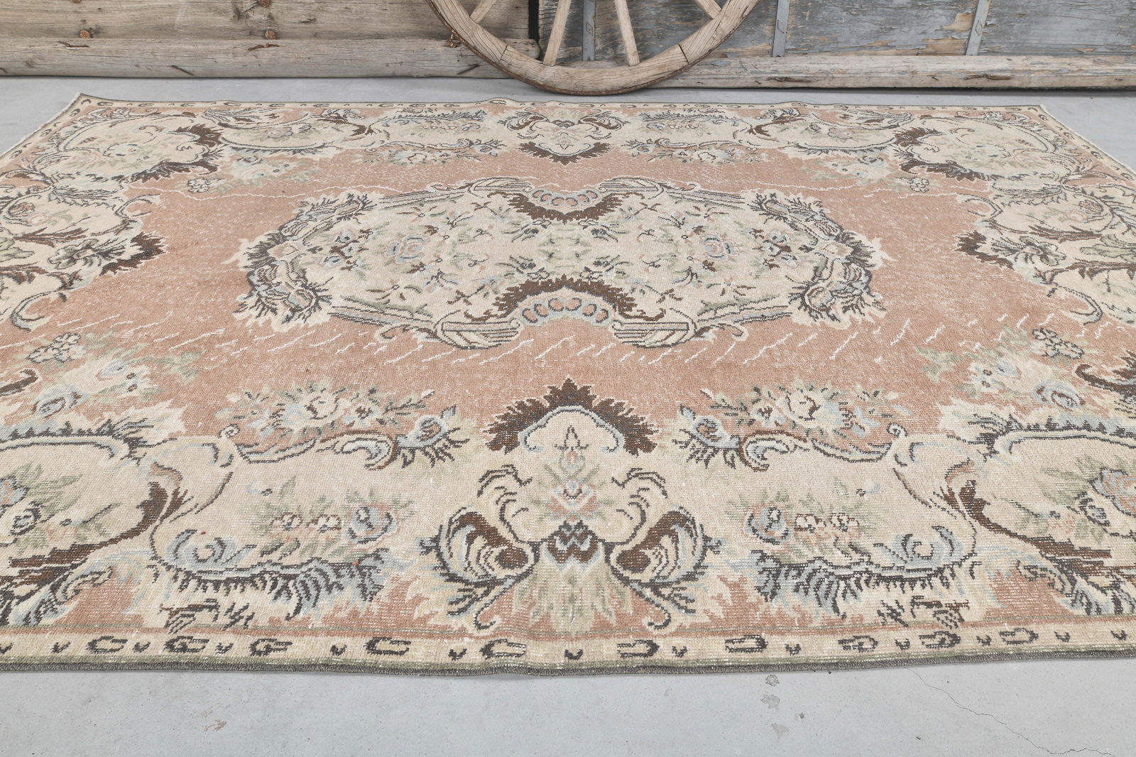 6x10 Turkish Vintage Rug, Beige Brown - 11