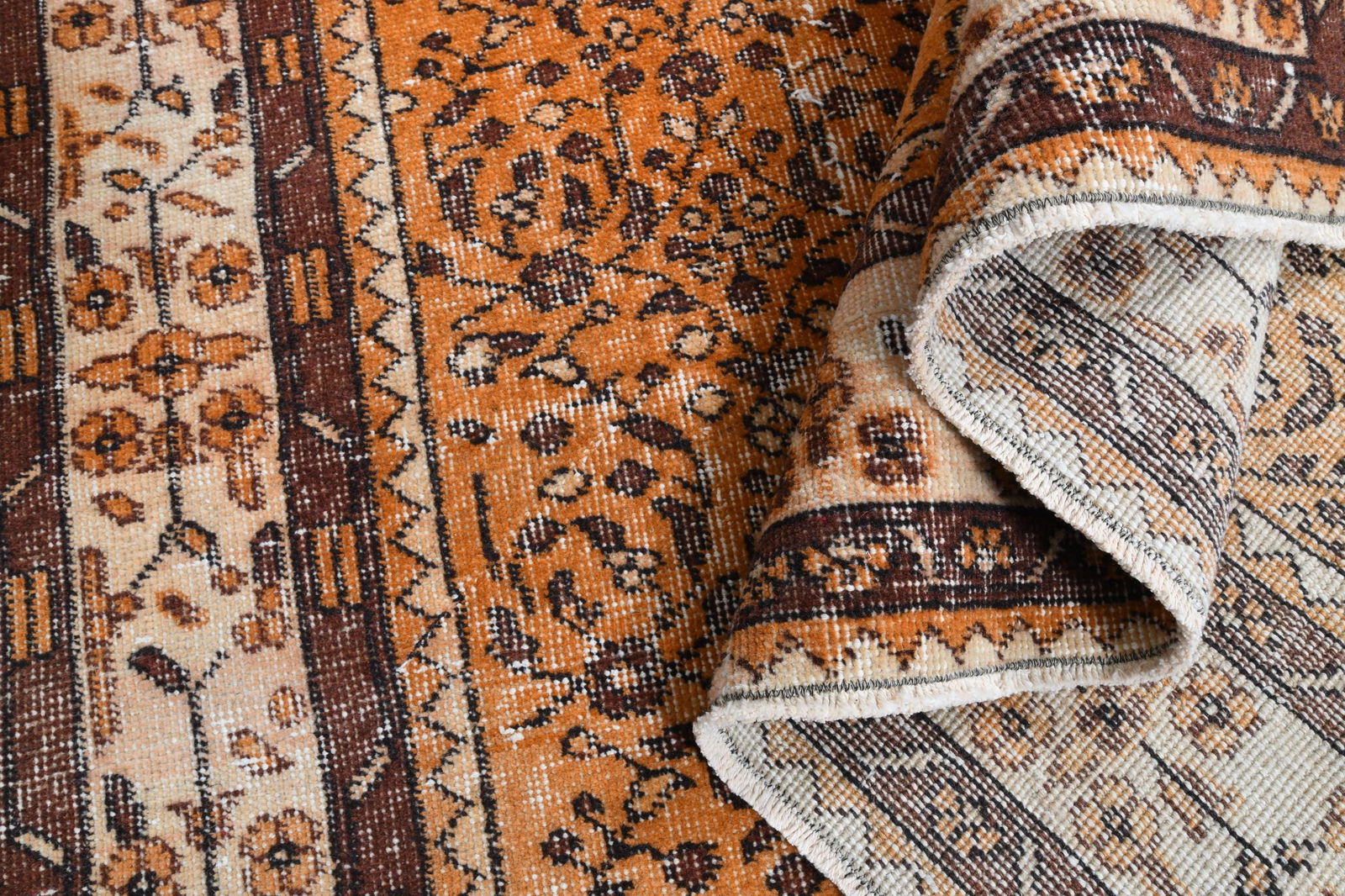 6'8x10'2 VIBRANT COLORS, Turkish Boho Rug: Title: 6'8x10'2 VIBRANT COLORS, Turkish Boho Rug Description: This Turkish one-of-a-kind Vintage Turkish Rug is hand-knotted and handwoven by the most skilled artisans who use pure wool, in muted,