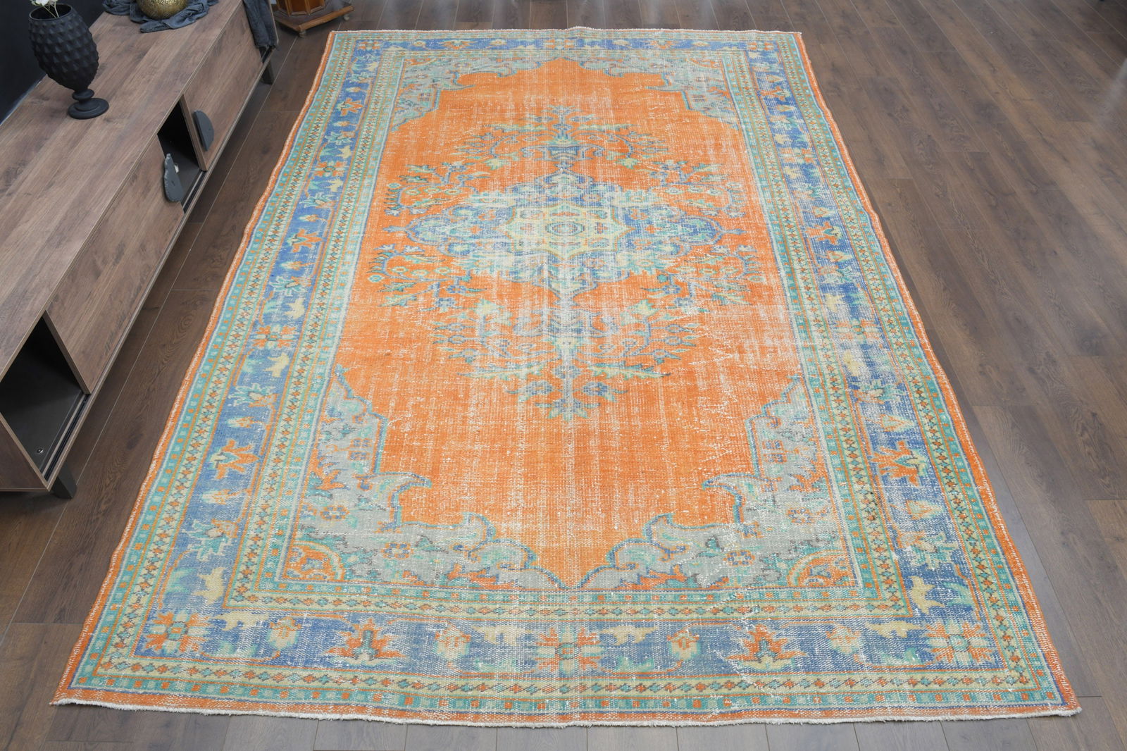 7'6x11'2 ft, ORANGE TURKISH RUG (1 of 19)
