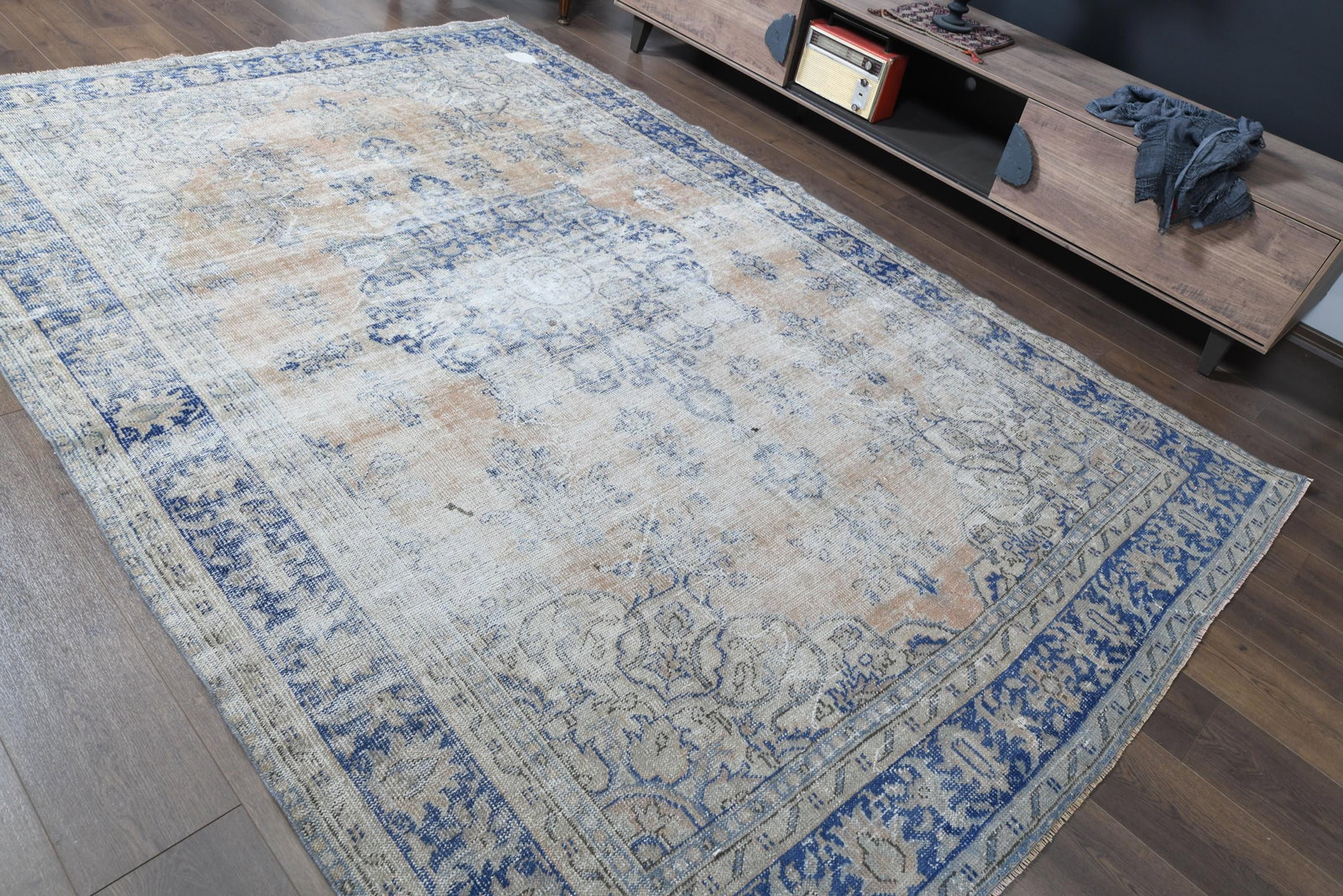 5.4x9.3 ft, FADED PINK RUG, Vintage Turkish Rug - 6