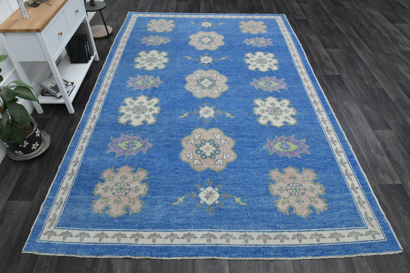 8x12'1 ft, BLUE BEIGE DECOR, Turkish Flora - 3