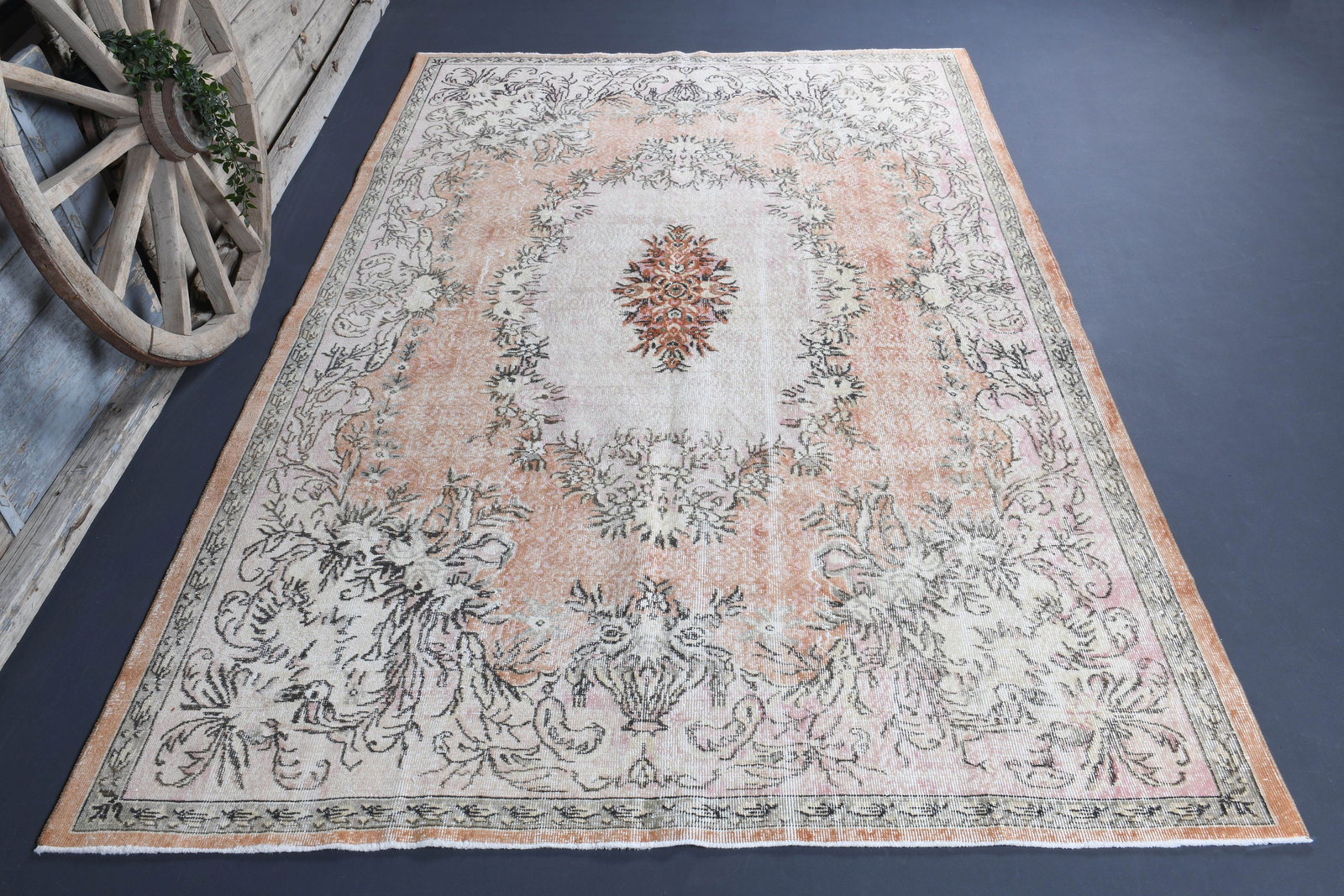 6.9x10.8 RUGS, Turkish: Title: 6.9x10.8 RUGS, Turkish Description: This Turkish one-of-a-kind Vintage Turkish Rug is hand-knotted and handwoven by the most skilled artisans who use pure wool, in muted, natural tones, and