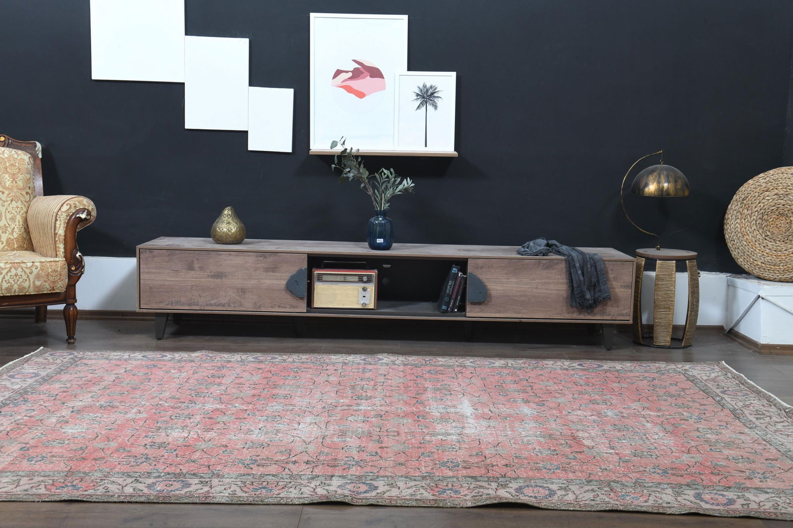 PINK TURKISH Rug, Vintage Rug - 4