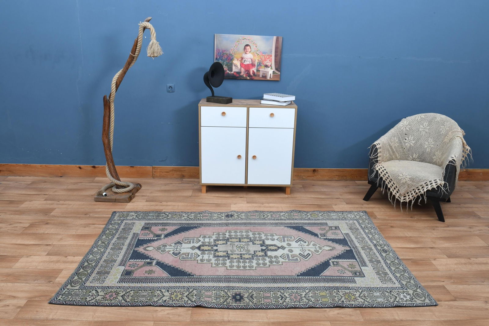 4'3x7'8 ft, PINK OUSHAK RUG - 12