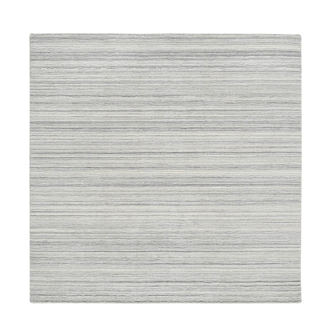 Gray, Modern Design, Hand Loomed Undyed Natural Wool Square Rug: Title: Gray, Modern Design, Hand Loomed Undyed Natural Wool Square RugDescription:This is a truly genuine one-of-a-kind. It has been Knotted for months and months in the centuries-old weaving
