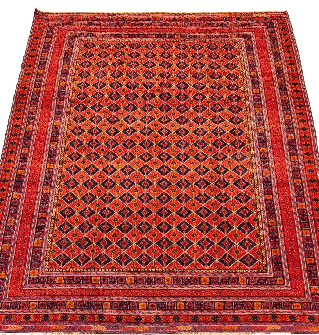 Hand-Knotted Balouch Tribal Wool Geometric Afghan Oriental Area Rug 6'11" x 9'1" - 4