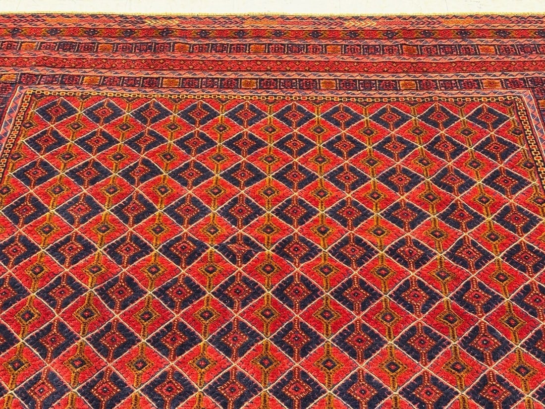 Hand-Knotted Balouch Tribal Wool Geometric Afghan Oriental Area Rug 6'11" x 9'1" - 7