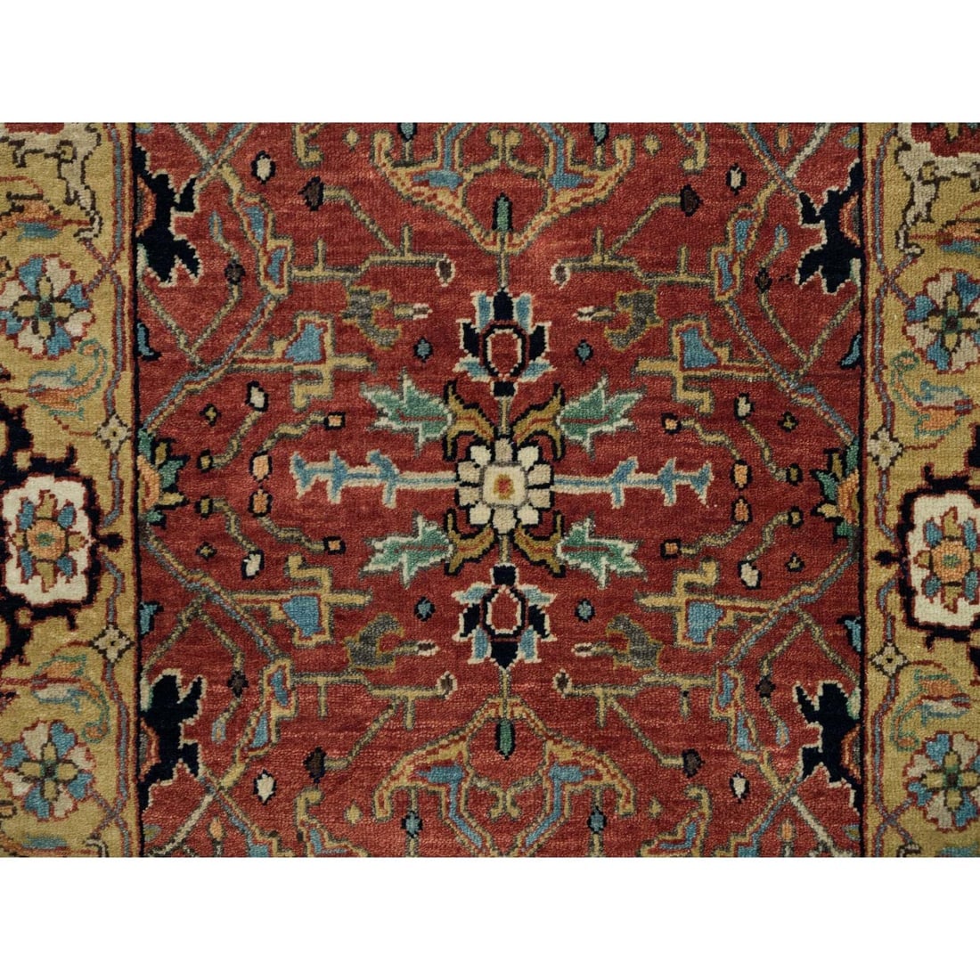 Barn Red Heris Re-Creation Hand Knotted 100% Wool Runner Oriental Rug - 5