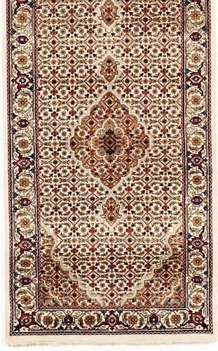 Hand-Knotted Indo-Tabriz Runner Beige Wool Oriental Area Rug 2'9" x 9'9" - 6