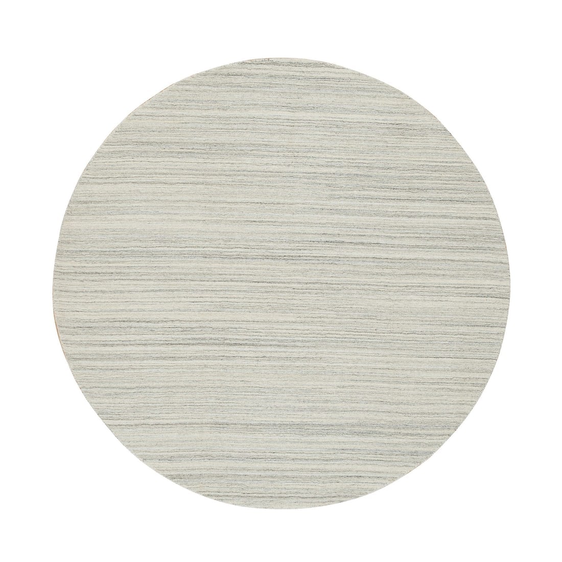 Ivory, Hand Loomed, Undyed Natural Wool Modern Design Round Rug: Title: Ivory, Hand Loomed, Undyed Natural Wool Modern Design Round Rug Description:This is a truly genuine one-of-a-kind. It has been Knotted for months and months in the centuries-old weaving craftsm