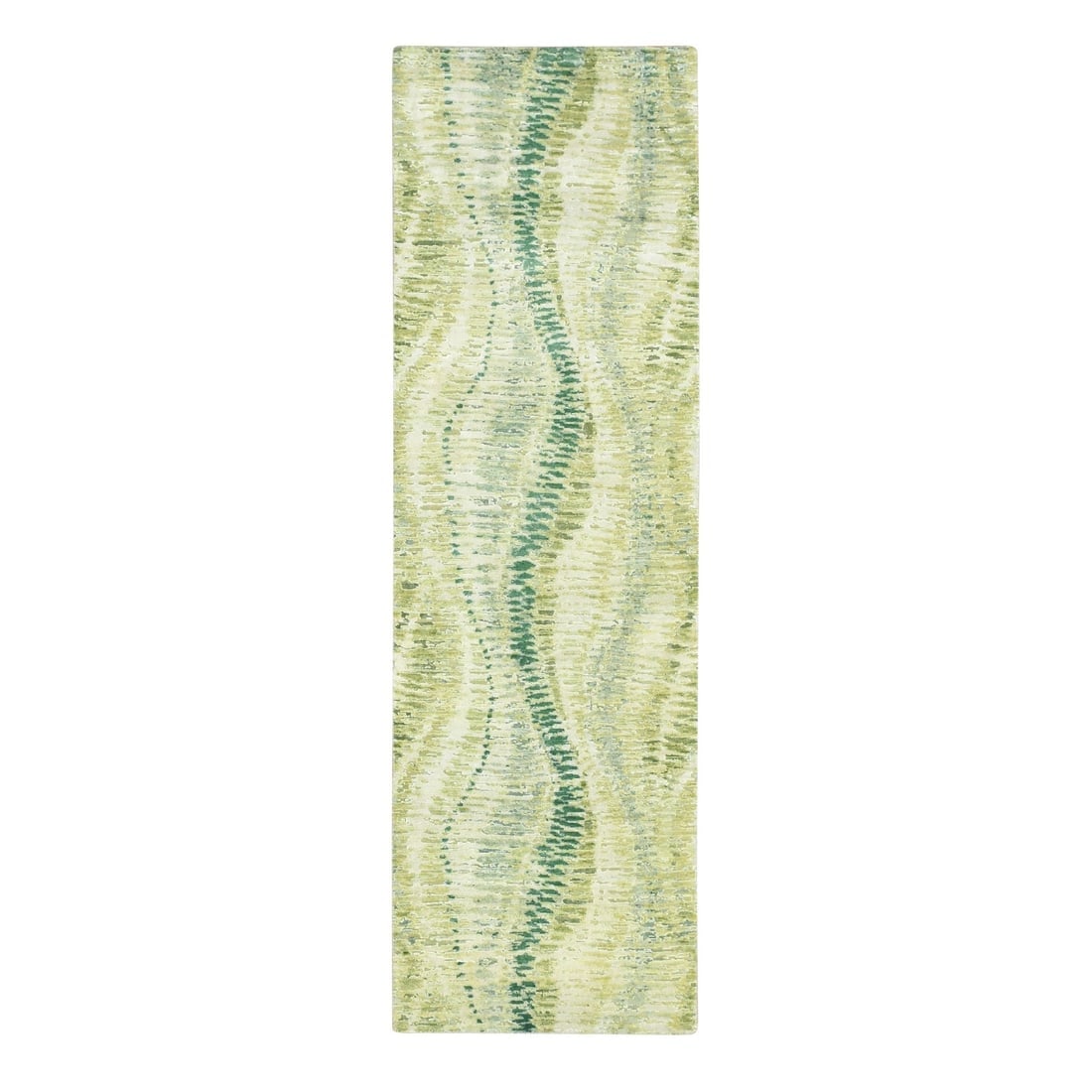 Amazon Green Crocodile Safari Design 100% Silk Hand Knotted Runner Rug: Title: Amazon Green Crocodile Safari Design 100% Silk Hand Knotted Runner RugDescription:This is a truly genuine one-of-a-kind. It has been Knotted for months and months in the centuries-old weaving