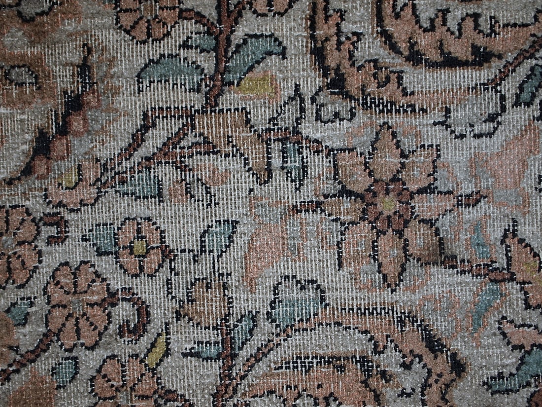 Handmade vintage silk Indo-Tabriz rug 3.2' x 5.3' (100cm x 162cm) 1950s - 4