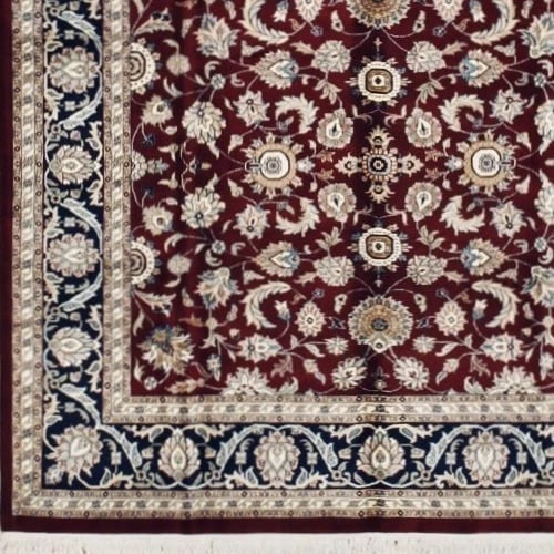 Hand Knotted Indo-Tabriz Red Wool Oriental Area Rug Carpet 7'9" x 8' - 6