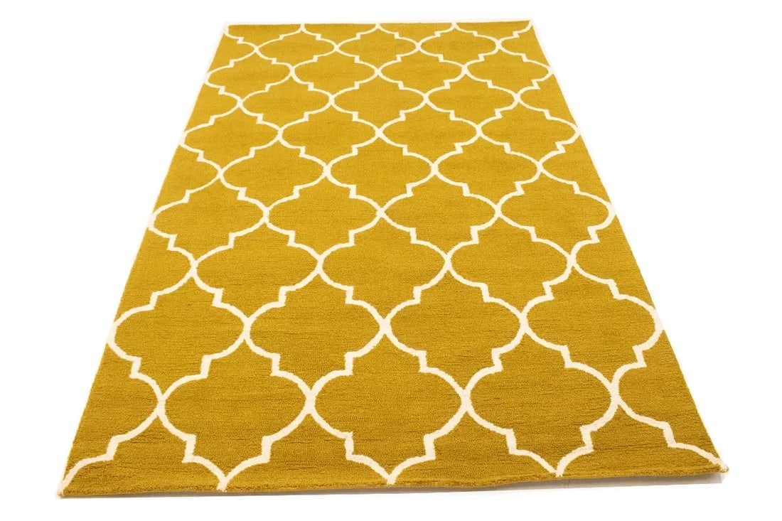 Gold Trellis 5X8 Hand-Tufted Modern Rug - 2