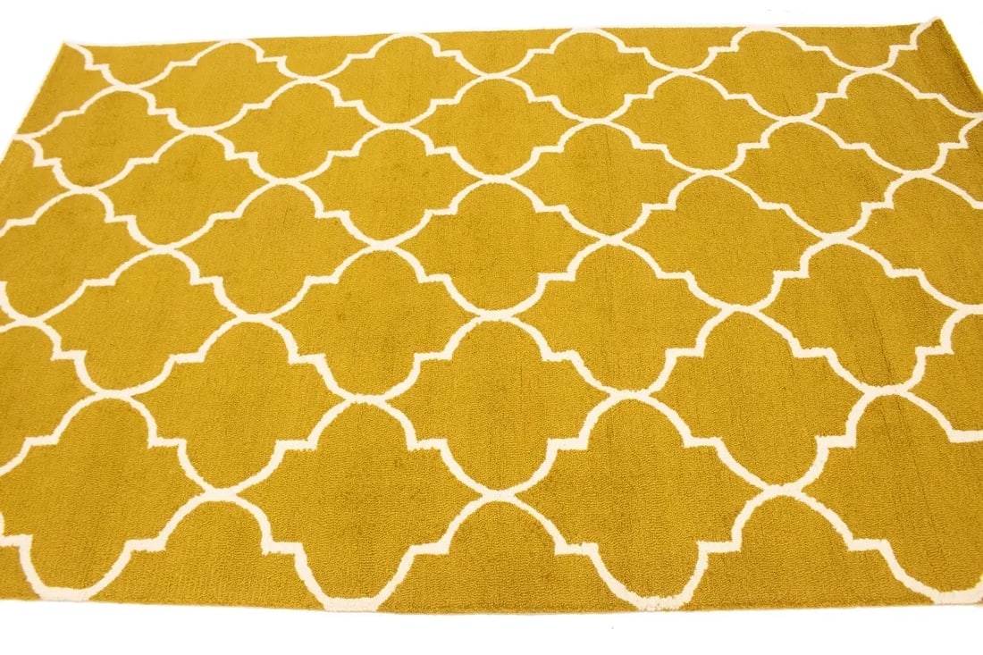 Gold Trellis 5X8 Hand-Tufted Modern Rug - 5