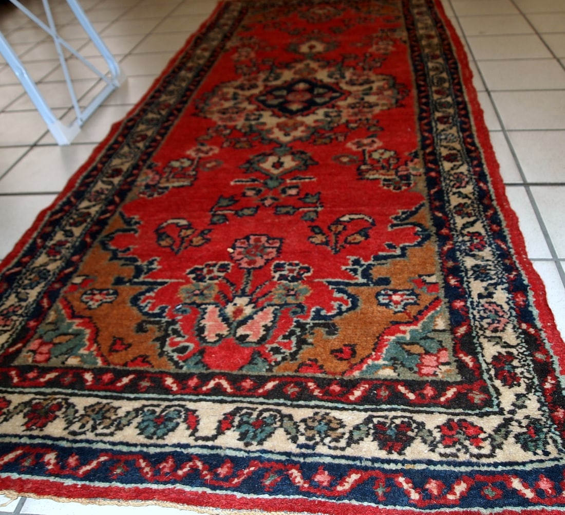 Handmade vintage Persian Hamadan runner 2.6' x 6.3' (81cm x 194cm) 1960s - 6