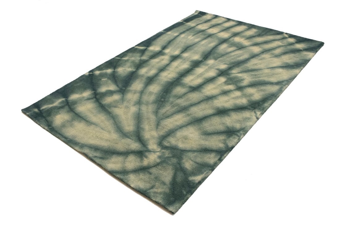 Dark Teal Tie-Dye 5X8 Hand-Tufted Modern Rug - 4