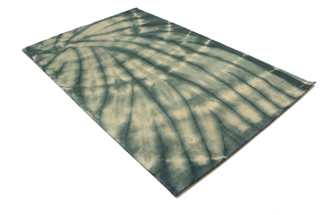 Dark Teal Tie-Dye 5X8 Hand-Tufted Modern Rug - 6