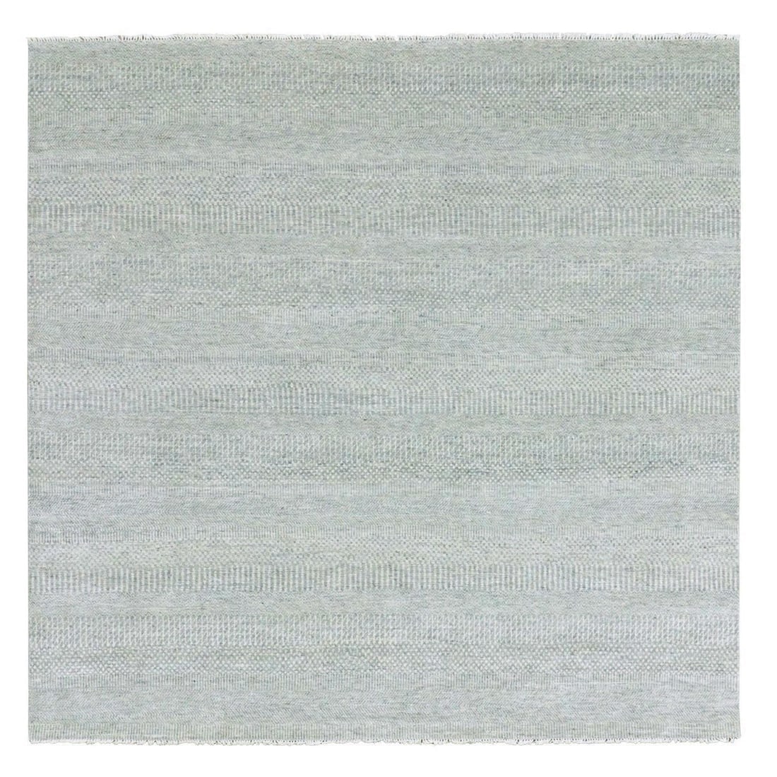 Heather Gray Undyed 100% Wool Grass Design Hand Knotted Square Rug: Title: Heather Gray Undyed 100% Wool Grass Design Hand Knotted Square RugDescription:This is a truly genuine one-of-a-kind. It has been Knotted for months and months in the centuries-old weaving