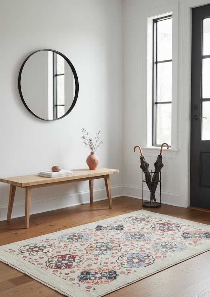 Beige Floral Modern 4X6 Kazak Oushak Pakistan Rug - 2