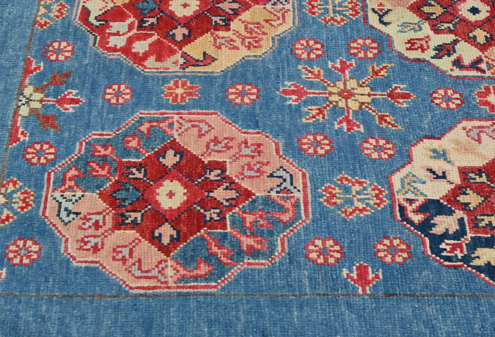 Blue Geometric Modern 4X6 Kazak Pakistan Rug - 7