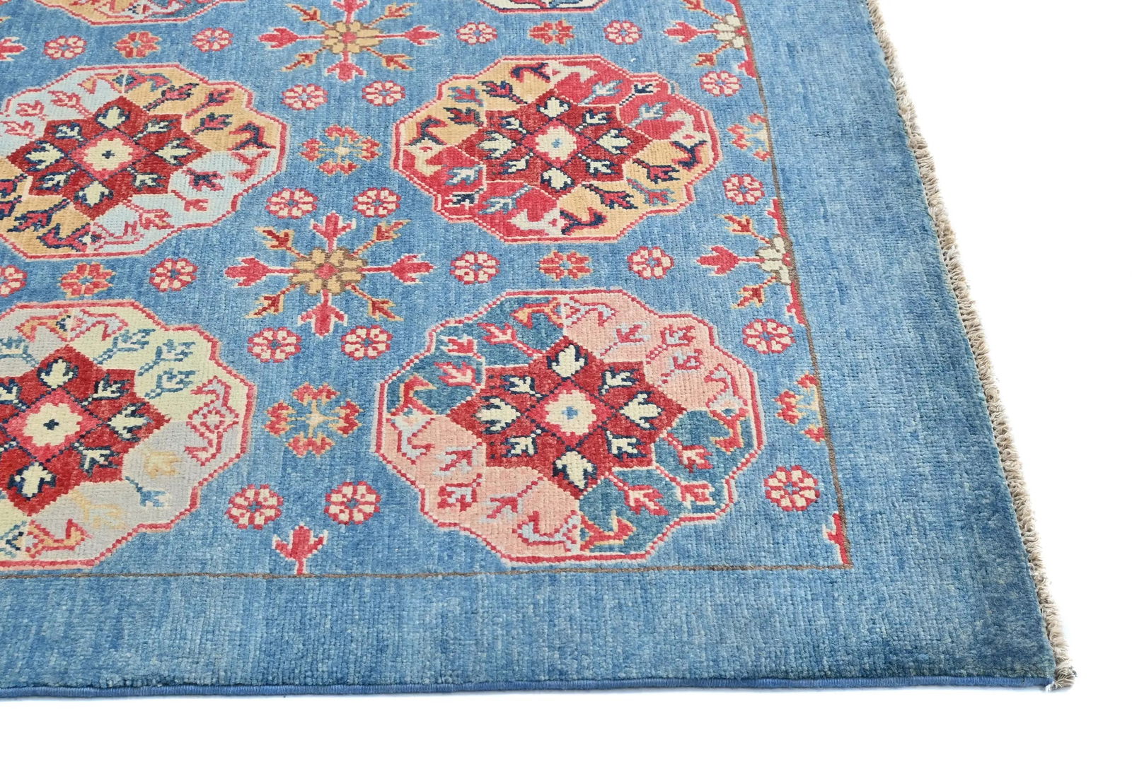 Blue Geometric Modern 4X6 Kazak Pakistan Rug - 9