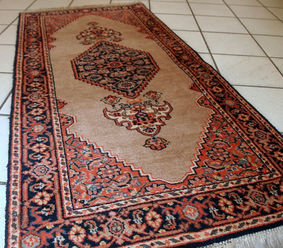Handmade vintage Indo-Tabriz rug 1.9' x 3.9' (60cm x 118cm) 1960s - 7